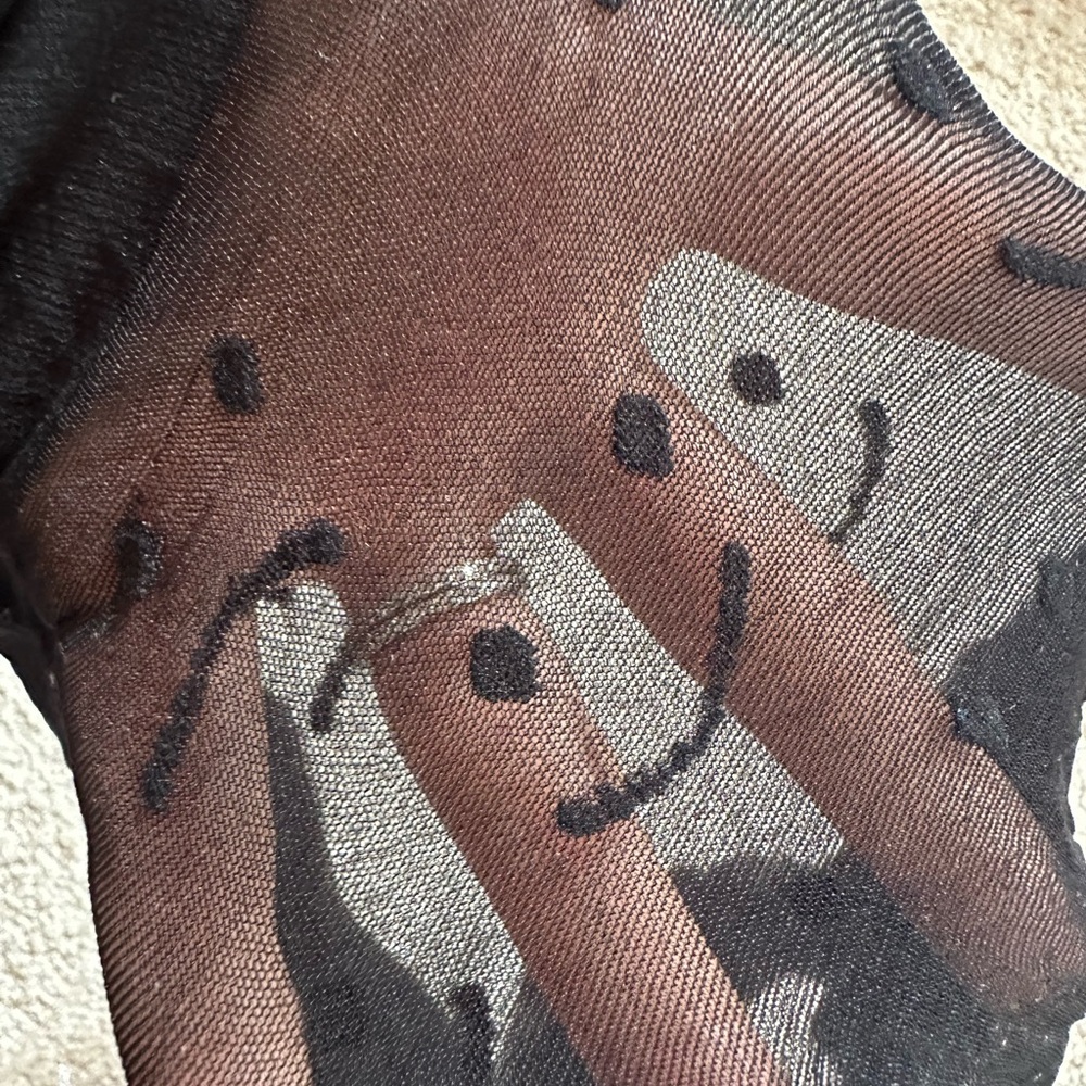 Sheer Black Graphic Smile Tights